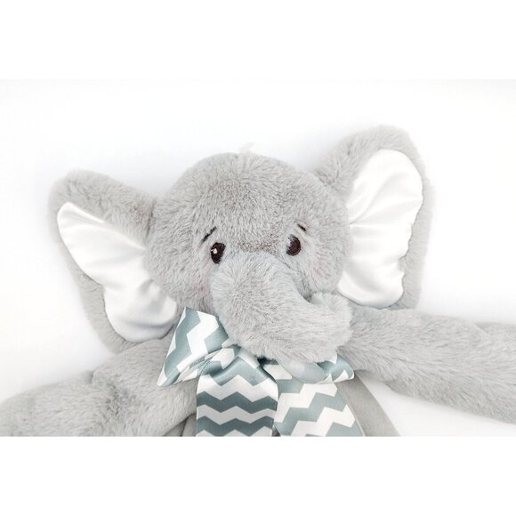 Gray Elephant Lovey Security Blanket by Bearington Baby 15" Satin - Picture 3 of 5